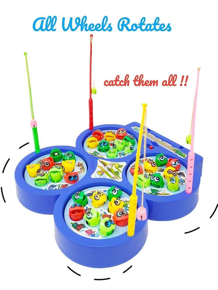     			PANSHUB Fishing Game with Magnetic Rods and Fishes, Battery Operated for Kids (Multi Color)