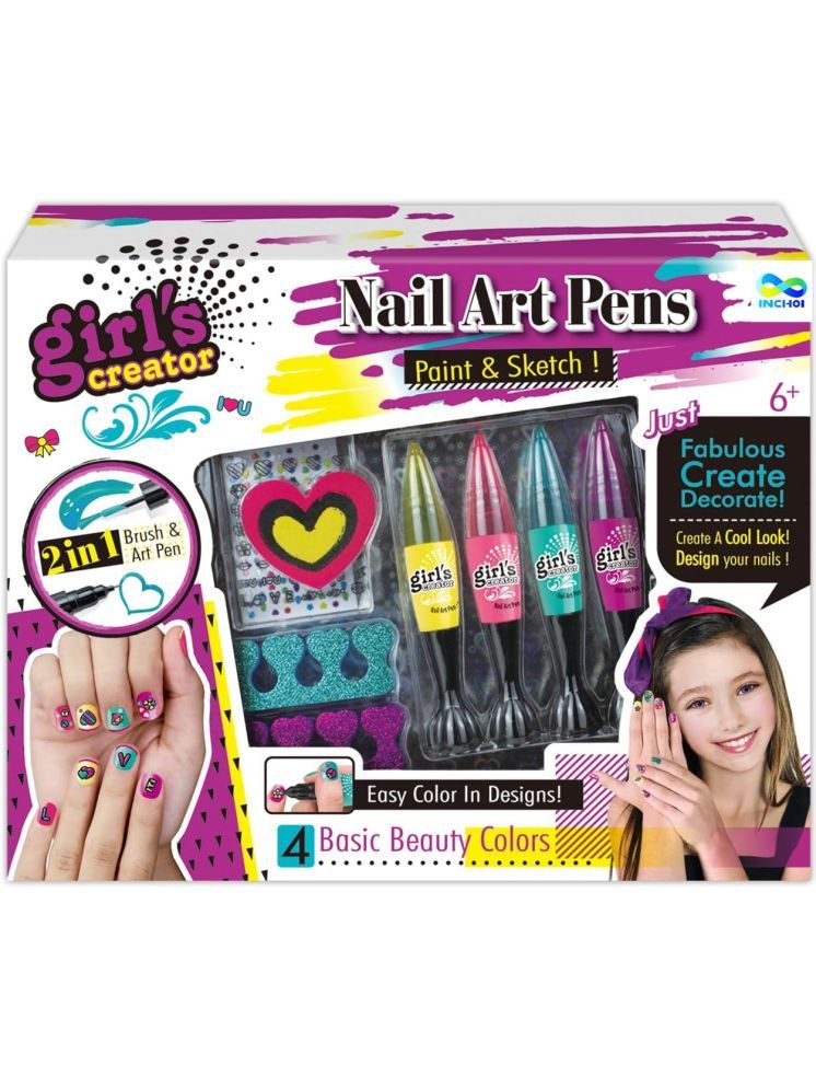     			PANSHUB Nail Art Studio, Nail Salon Glitter Set, salon game at home and throw a mani Glitter Accents Nail Art Pens Paint & Sketch with Multiple Colours & Designs