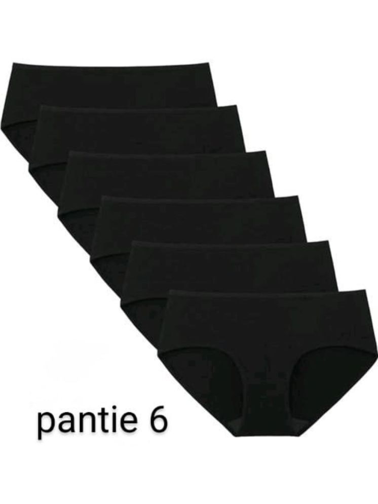     			PIYURZ Pack of 6 Poly Cotton Solid Women's Briefs ( Black )