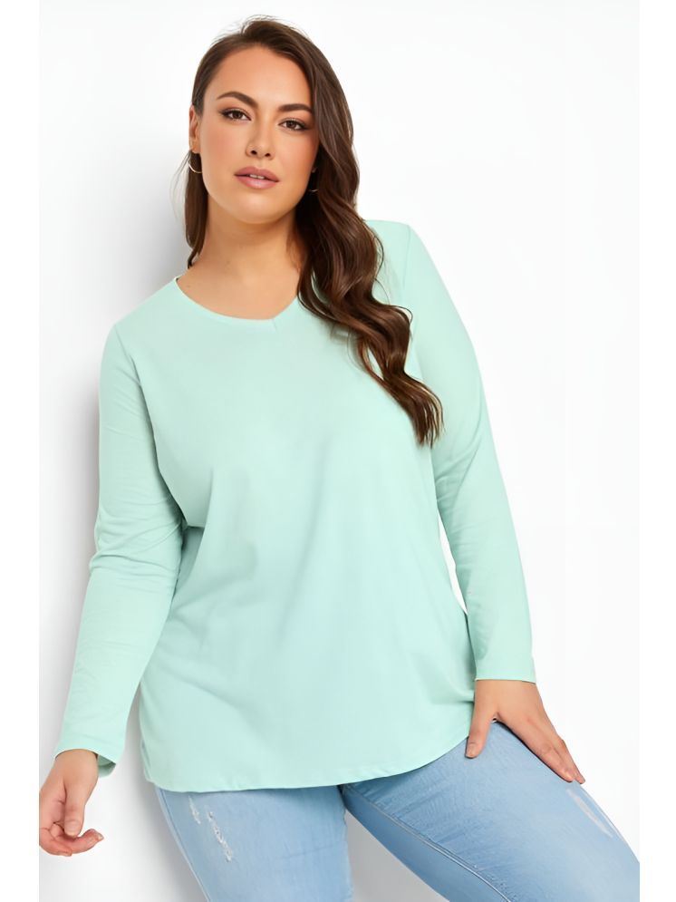     			PLUS PARADISE Sea Green Cotton Blend Regular Fit Women's T-Shirt ( Pack of 1 )