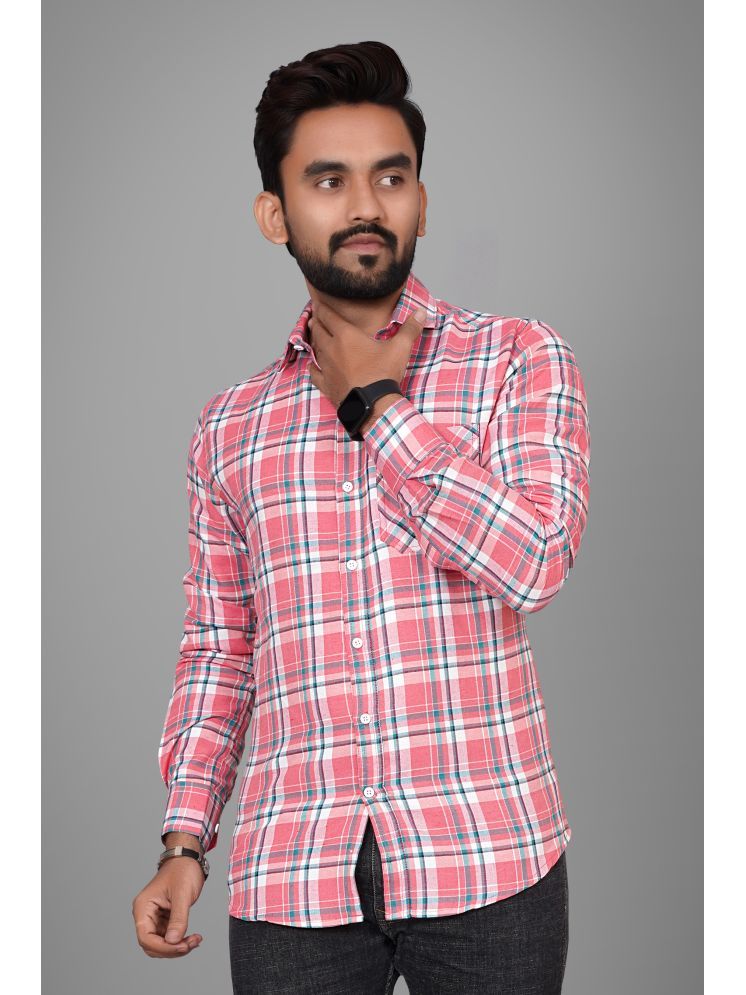     			SUR-T Cotton Blend Regular Fit Checks Full Sleeves Men's Casual Shirt - Pink ( Pack of 1 )