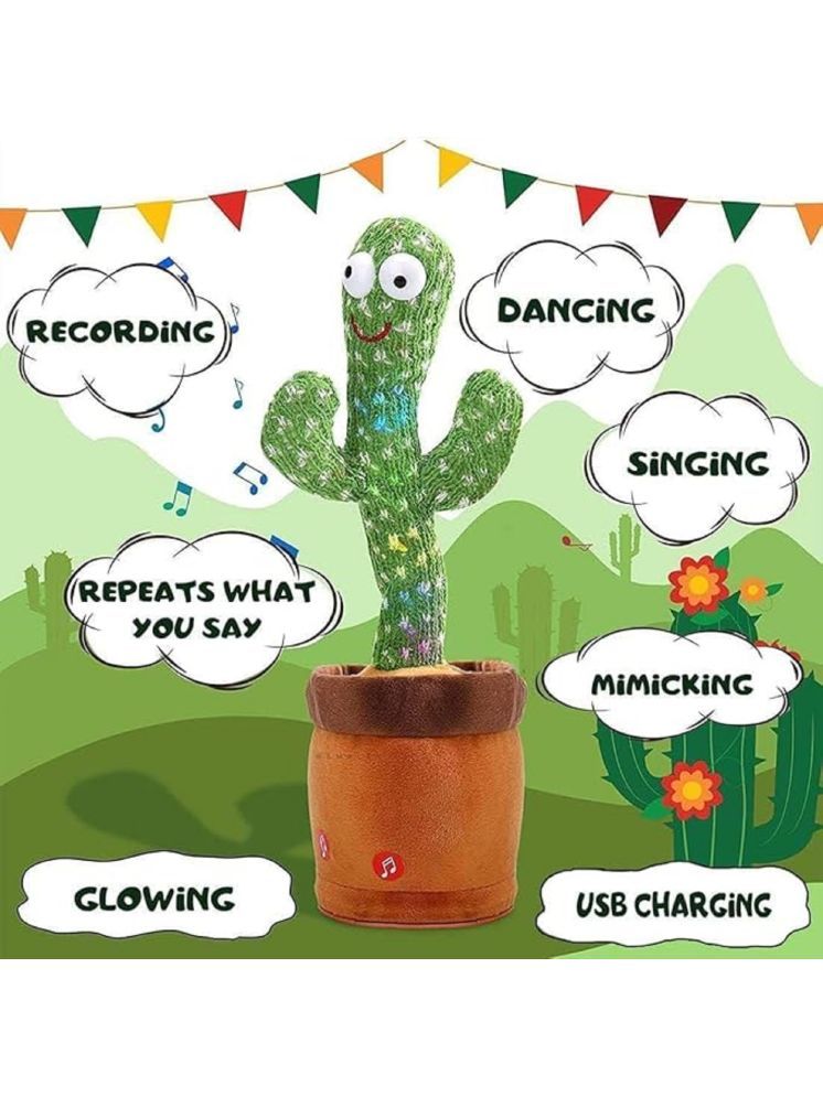     			Seema Dancing Cactus Talking Plush Toy with Singing Recording Function - Repeat What You Say-Pack of 1.