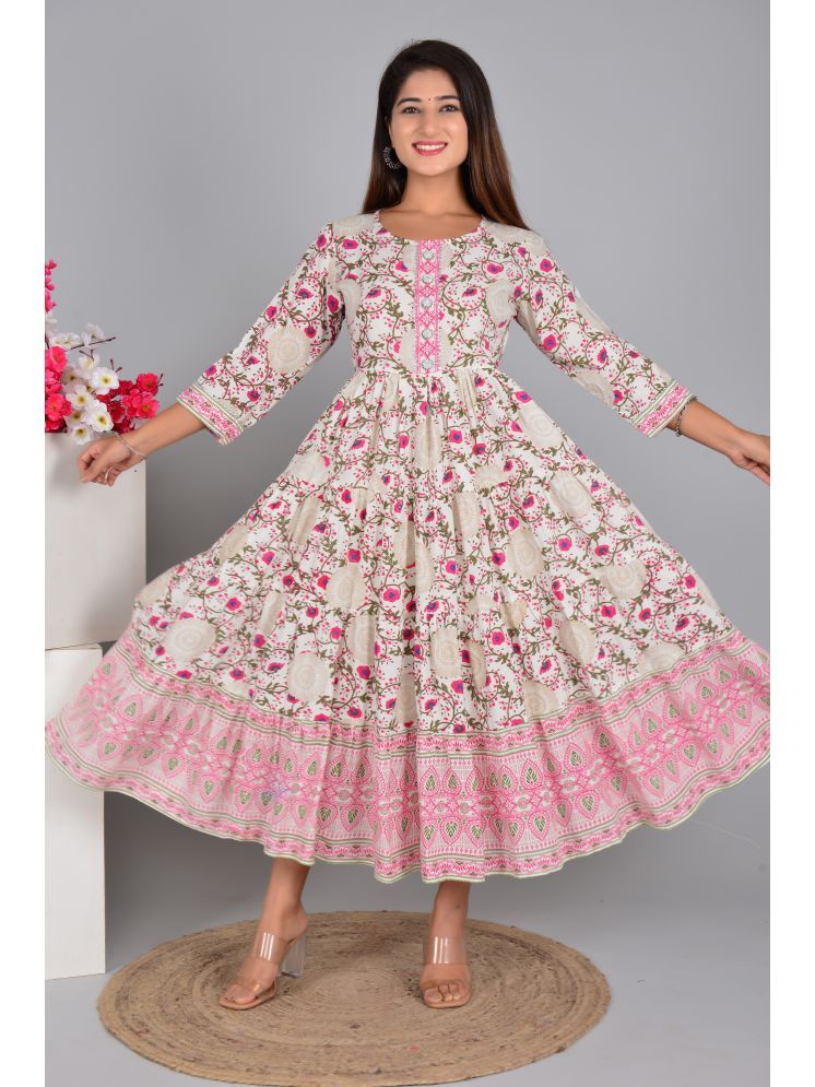     			Smien Rayon Printed Anarkali Women's Kurti - Pink ( Pack of 1 )