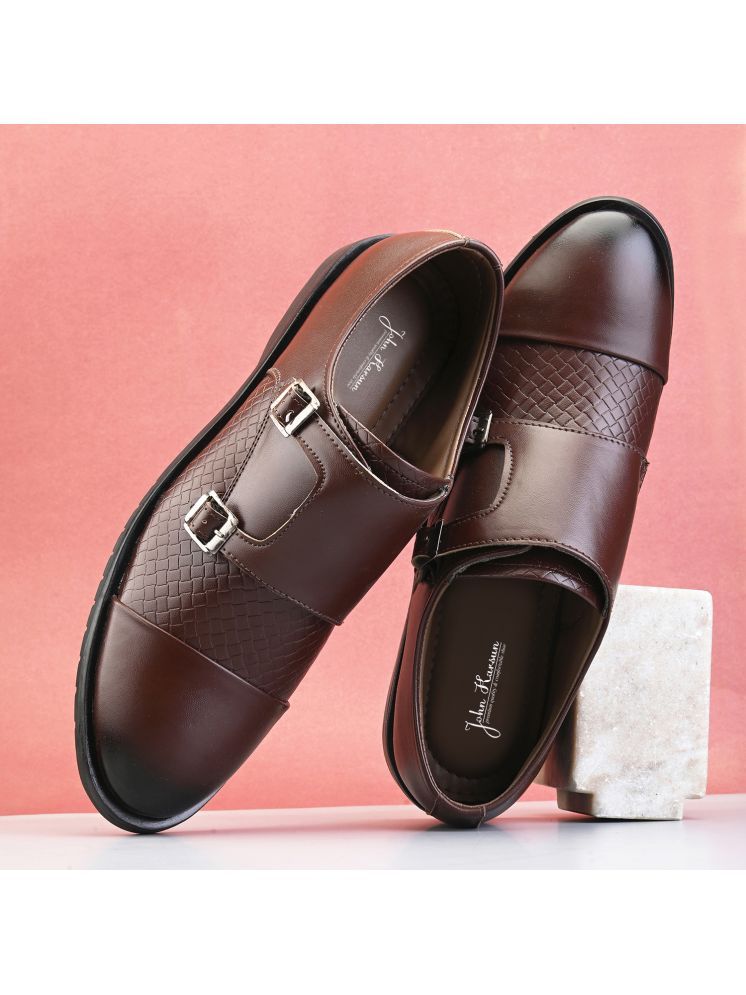     			John Karsun Brown Men's Monk Strap Formal Shoes