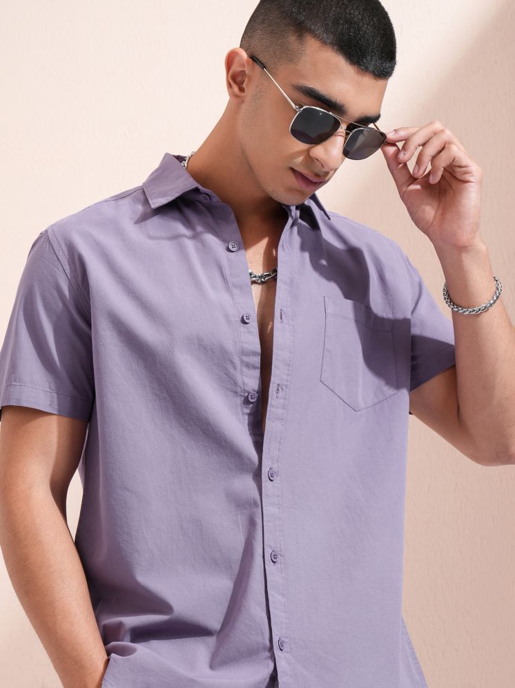     			Ketch 100% Cotton Regular Fit Solids Half Sleeves Men's Casual Shirt - Purple ( Pack of 1 )