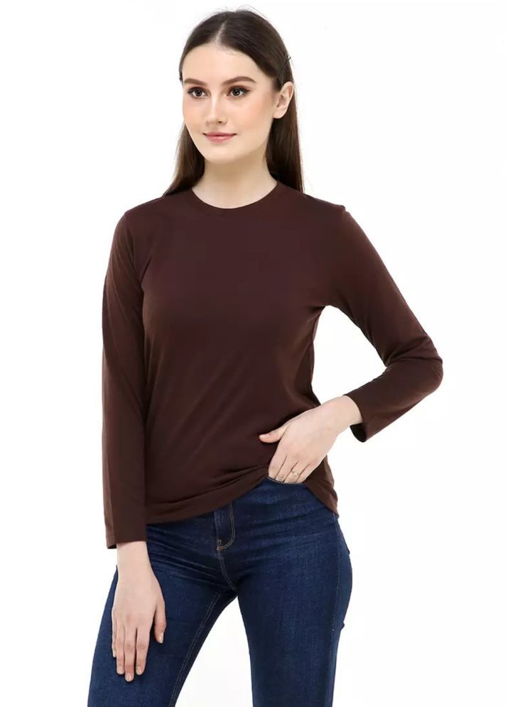     			PPTHEFASHIONHUB Brown Cotton Blend Regular Fit Women's T-Shirt ( Pack of 1 )