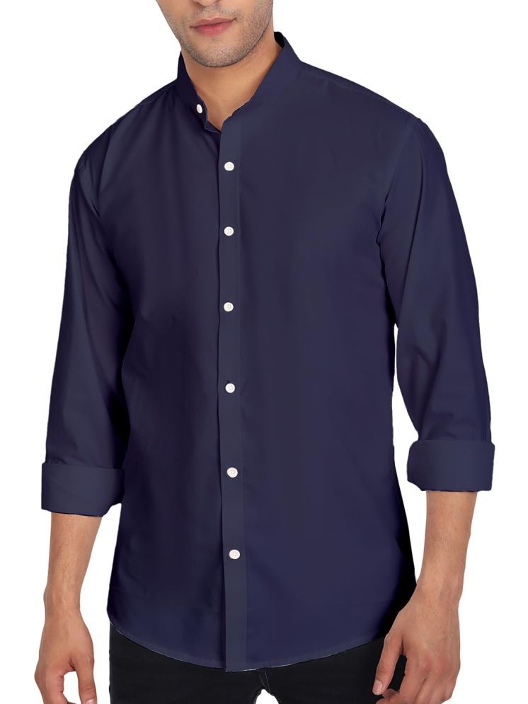     			UNI VIBE Cotton Blend Slim Fit Solids Full Sleeves Men's Casual Shirt - Navy ( Pack of 1 )