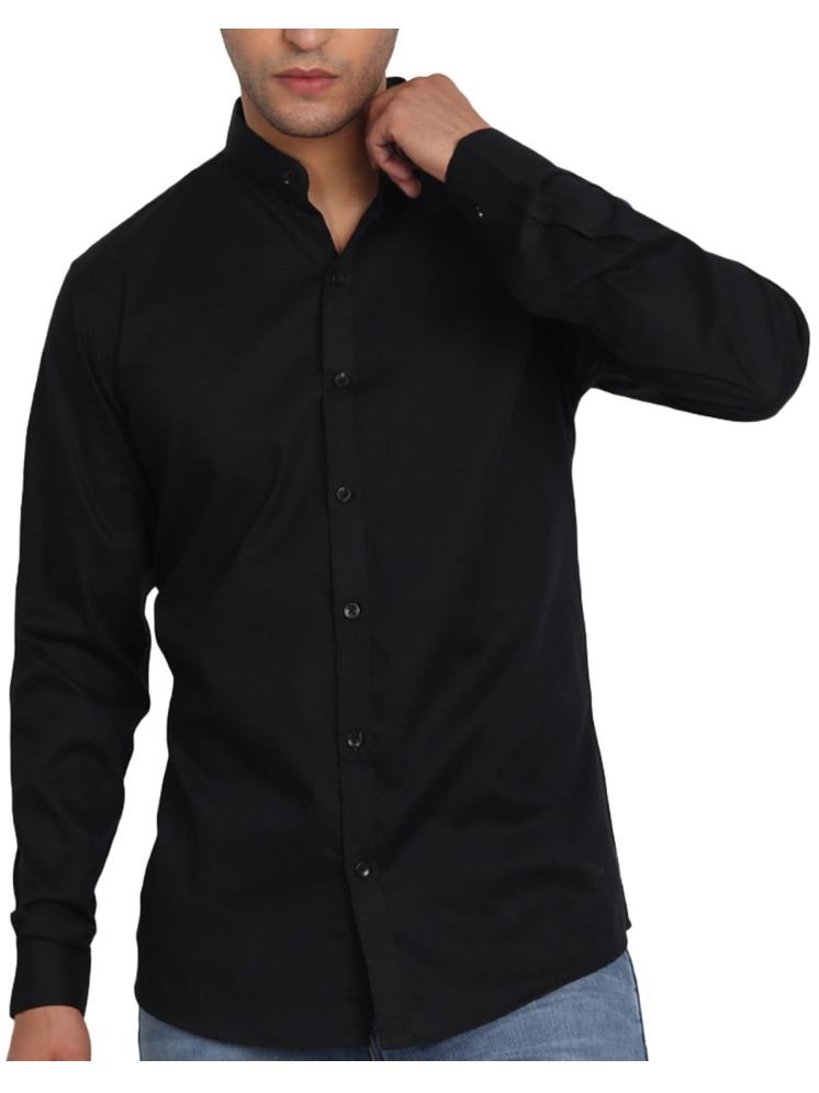     			UNI VIBE Cotton Blend Slim Fit Solids Full Sleeves Men's Casual Shirt - Black ( Pack of 1 )