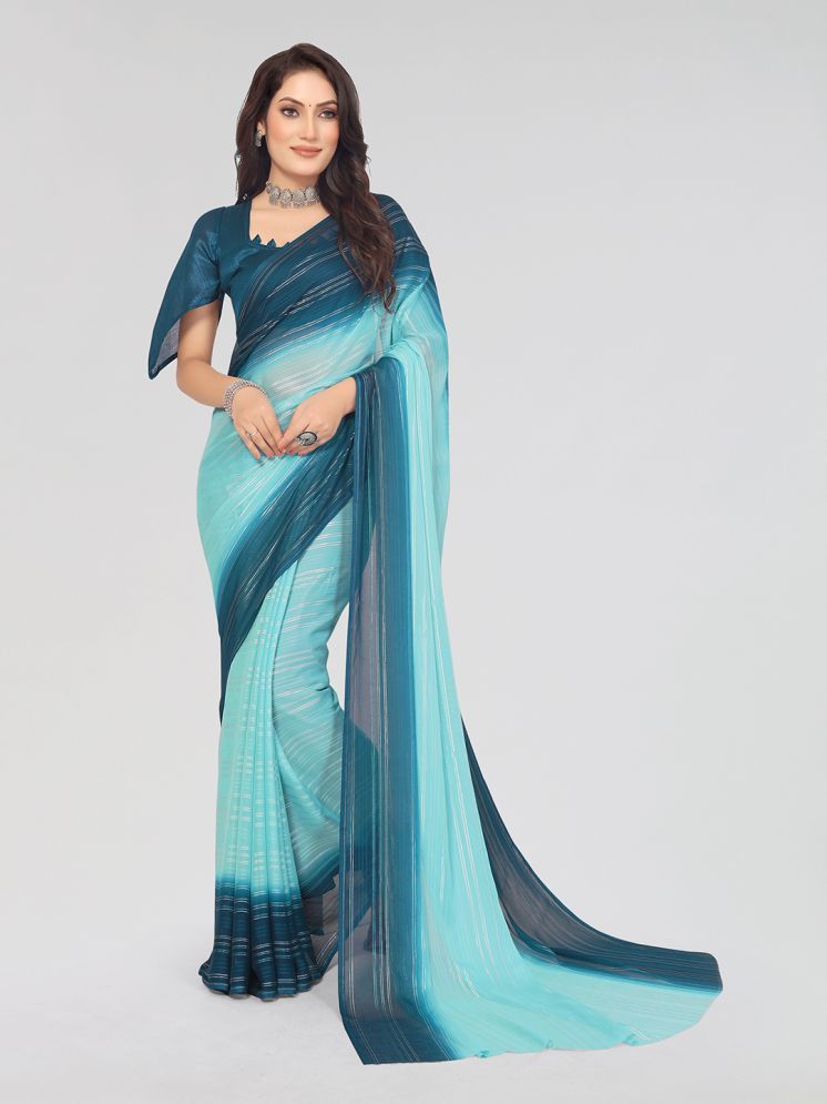     			ANAND SAREES Satin Dyed Saree With Blouse Piece - Teal ( Pack of 1 )