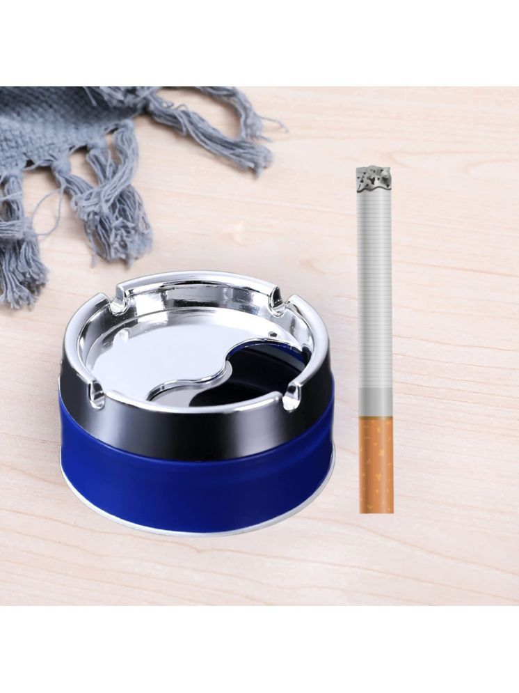     			Ashtray chrome Finish Stainless Steel Windproof Ashtray with Rotating Lid Head For Cigarette,Cigar for Home,Office and car(multi,Color Send As per Availability)