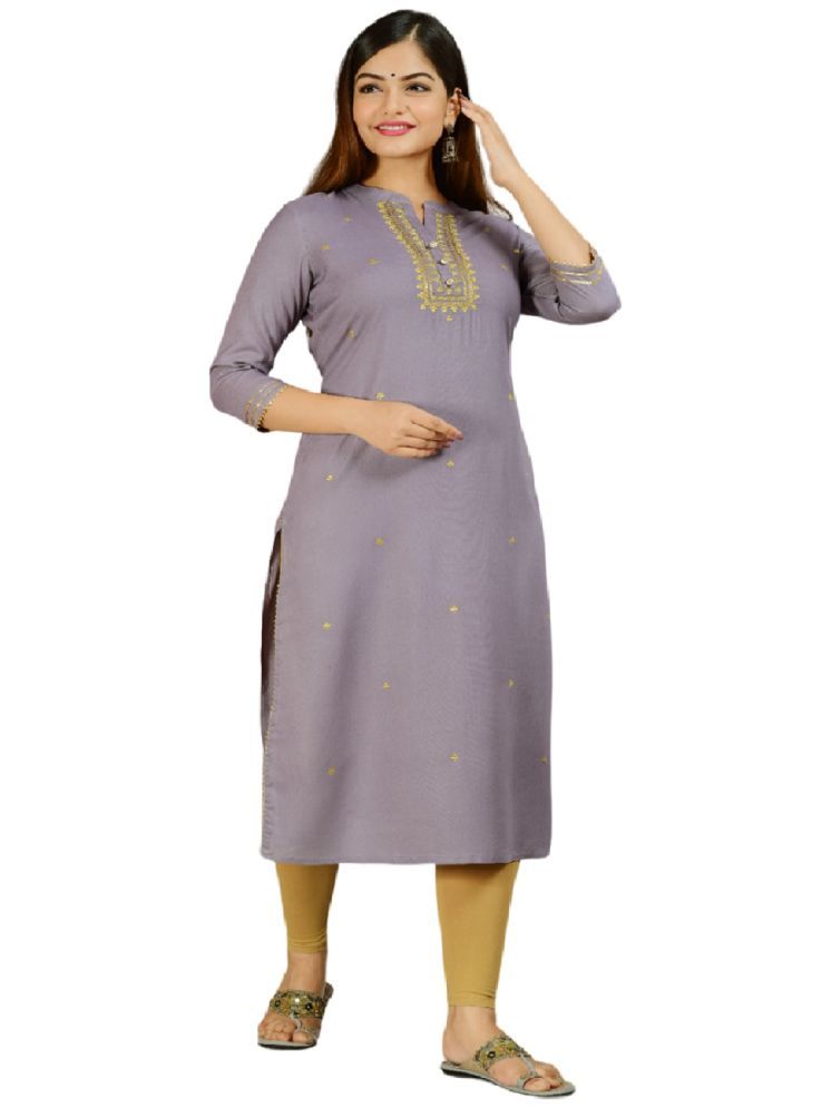     			CHICITY Rayon Embellished Straight Women's Kurti - Grey ( Pack of 1 )