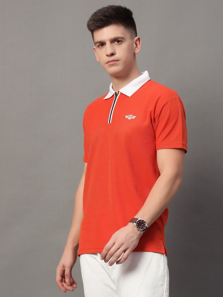     			GET GOLF Cotton Blend Regular Fit Solid Half Sleeves Men's Polo T Shirt - Orange ( Pack of 1 )