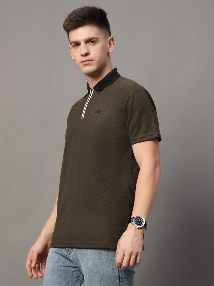     			GET GOLF Cotton Blend Regular Fit Solid Half Sleeves Men's Polo T Shirt - Olive ( Pack of 1 )