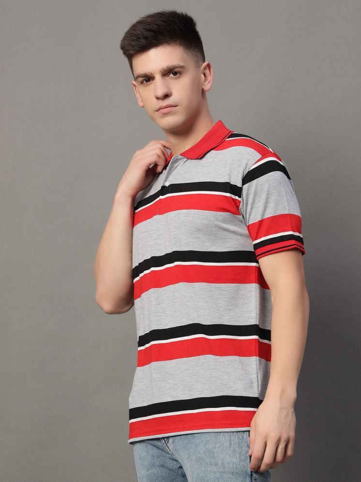     			GET GOLF Cotton Blend Regular Fit Striped Half Sleeves Men's Polo T Shirt - Grey ( Pack of 1 )