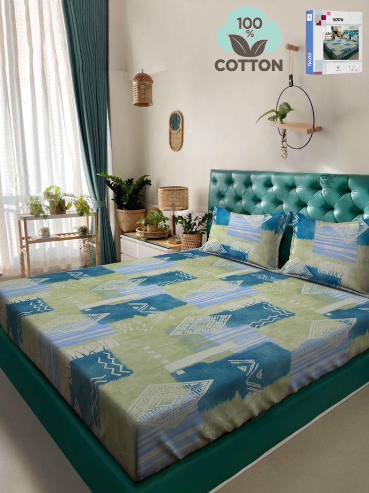     			Klotthe Cotton Ethnic 1 Double with 2 Pillow Covers - Green