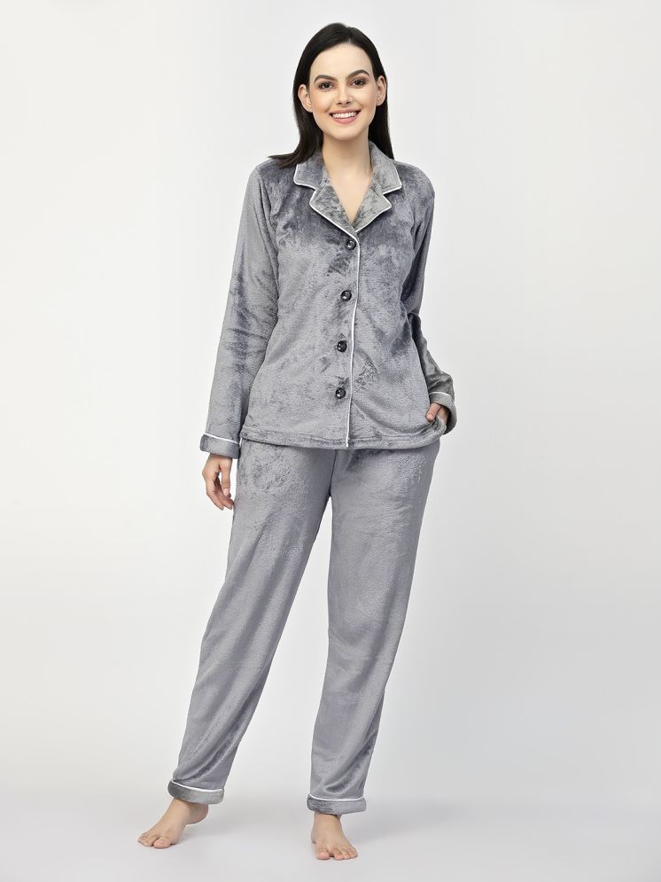     			Klotthe Grey Woollen Women's Nightwear Nightsuit Sets ( Pack of 1 )