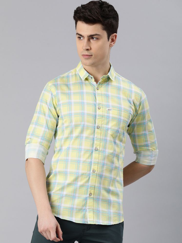     			MAJESTIC MAN 100% Cotton Slim Fit Checks Full Sleeves Men's Casual Shirt - Yellow ( Pack of 1 )