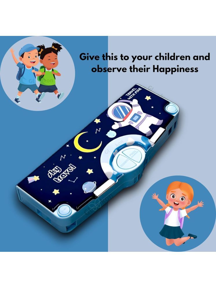     			PANSHUB Multifunctional Pencil Box for Kids, Sky Travel Pencil Box, Kids Pencil Box for Girls, Magnetic Pencil Box for Girls, Girls Pencil Pouch