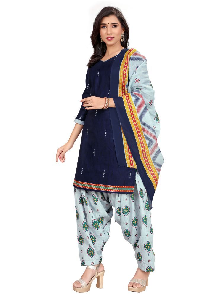     			Rajnandini Cotton Blend Printed Kurti With Patiala Women's Stitched Salwar Suit - Olive ( Pack of 1 )