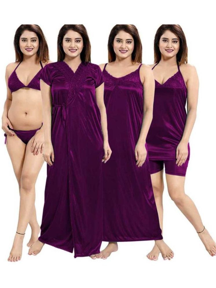     			Shikwa Purple Satin Women's Nightwear Nighty & Night Gowns ( Pack of 1 )