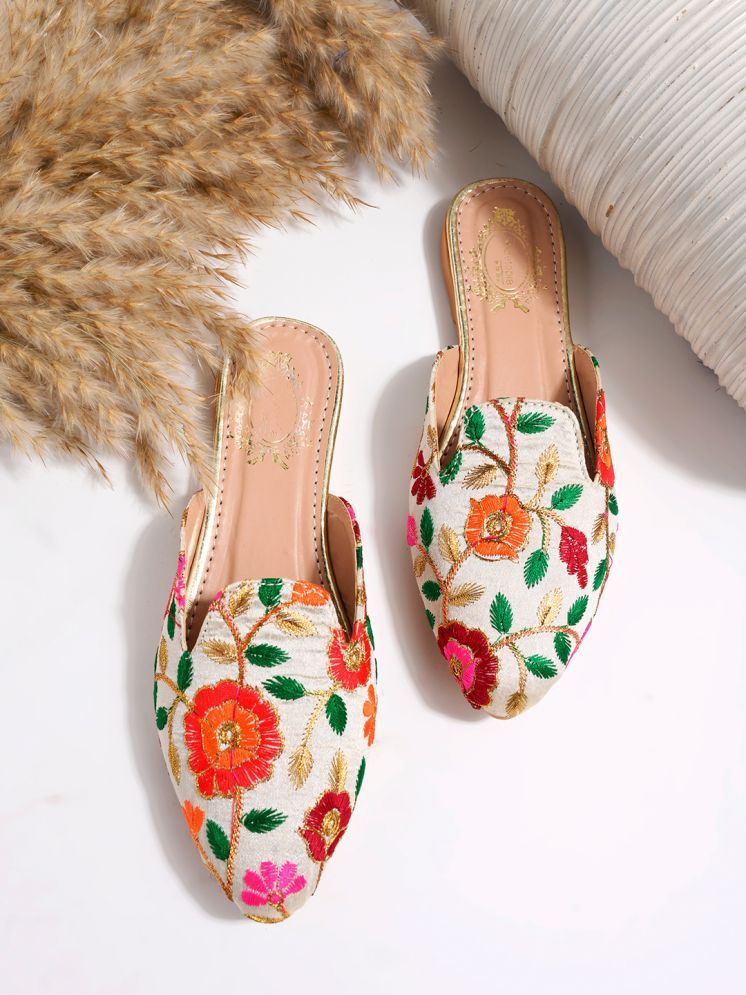     			Shoetopia Ethnic Embroidered Multi-Color Mules for Girls