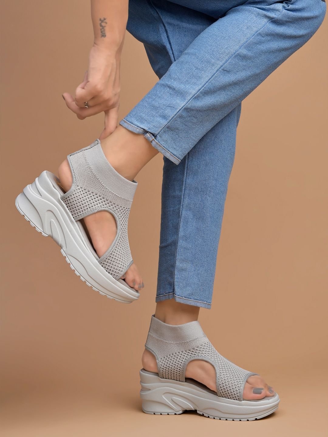     			Shoetopia Fashion & Comfortable Casual Grey Sandals For Girls