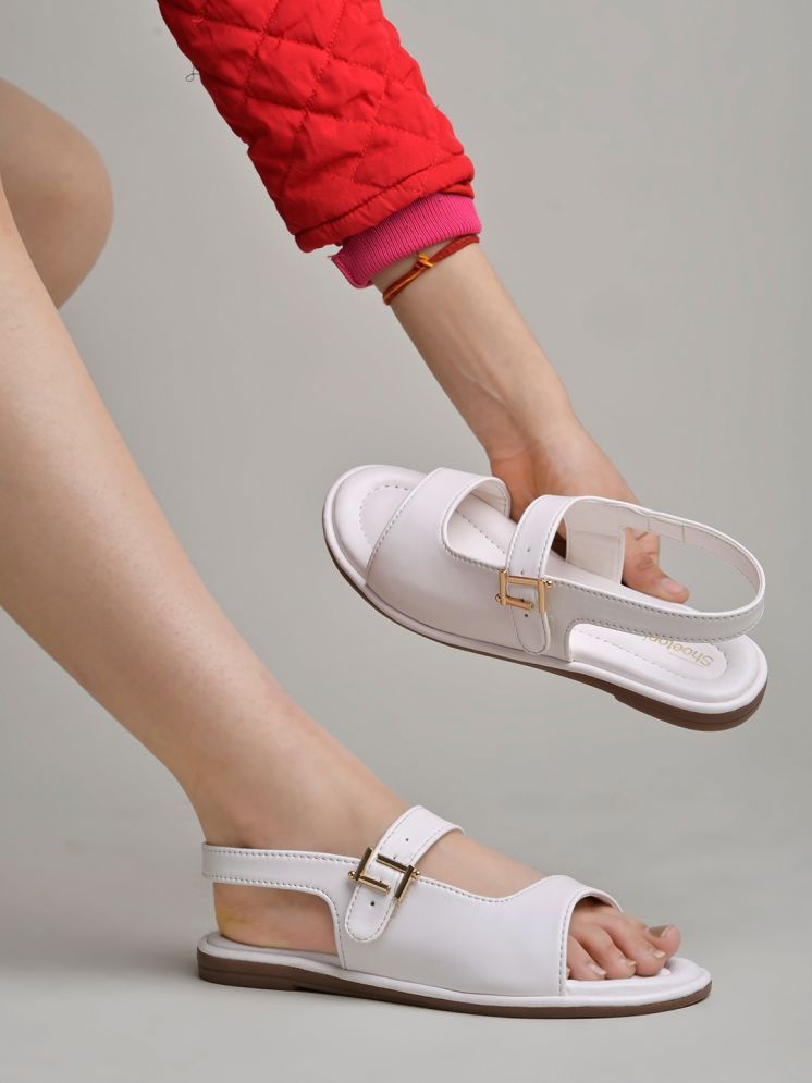     			Shoetopia Fashion & Comfortable Casual White Sandals For Girls