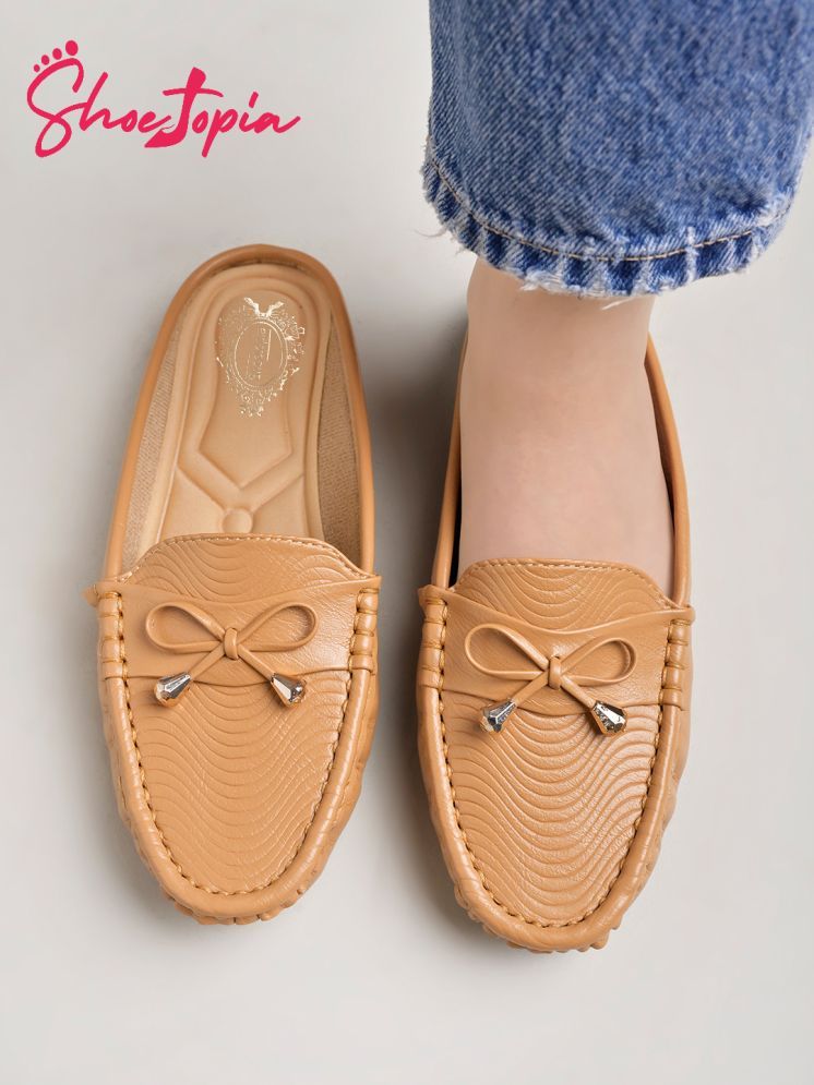     			Shoetopia Smart Casual Tan Loafers For Girls