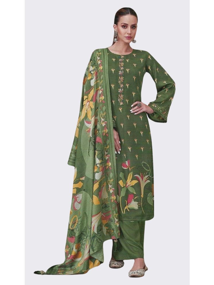     			Soul Essence Unstitched Woollen Embroidered Dress Material - Green ( Pack of 1 )