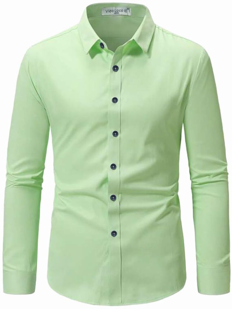     			UNI VIBE Cotton Blend Slim Fit Solids Full Sleeves Men's Casual Shirt - Olive ( Pack of 1 )