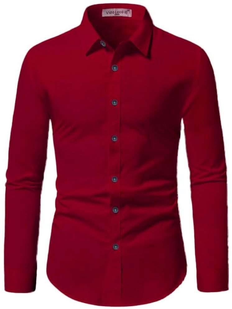     			UNI VIBE Cotton Blend Slim Fit Solids Full Sleeves Men's Casual Shirt - Red ( Pack of 1 )