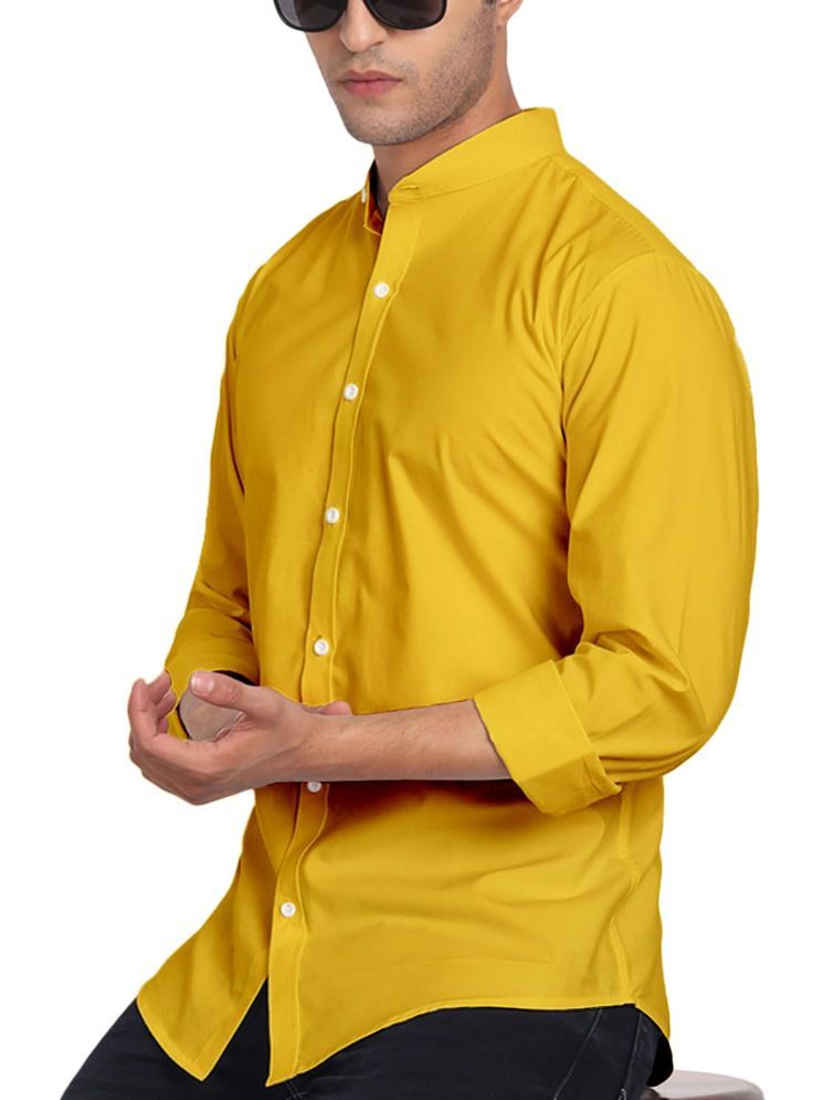     			UNI VIBE Cotton Blend Slim Fit Solids Full Sleeves Men's Casual Shirt - Mustard ( Pack of 1 )