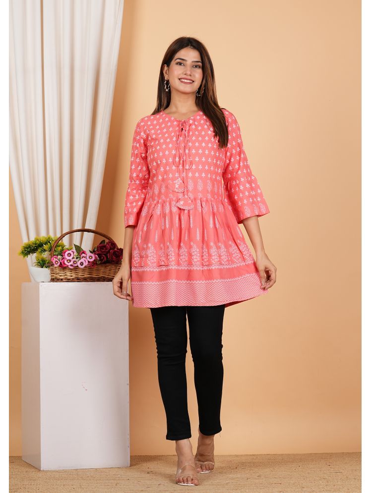     			Yash Gallery Rayon Printed A-line Women's Kurti - Peach ( Pack of 1 )