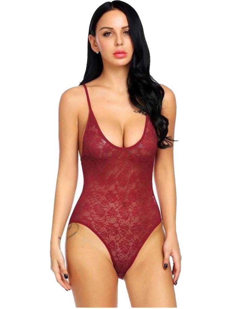     			ZYPRENT Maroon Net Women's Nightwear Teddies ( Pack of 1 )