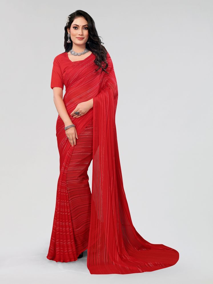     			ANAND SAREES Satin Printed Saree With Blouse Piece - Red ( Pack of 1 )