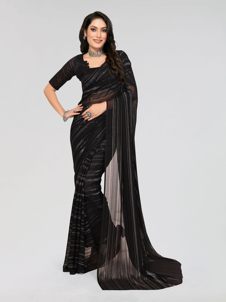     			ANAND SAREES Satin Printed Saree With Blouse Piece - Black ( Pack of 1 )