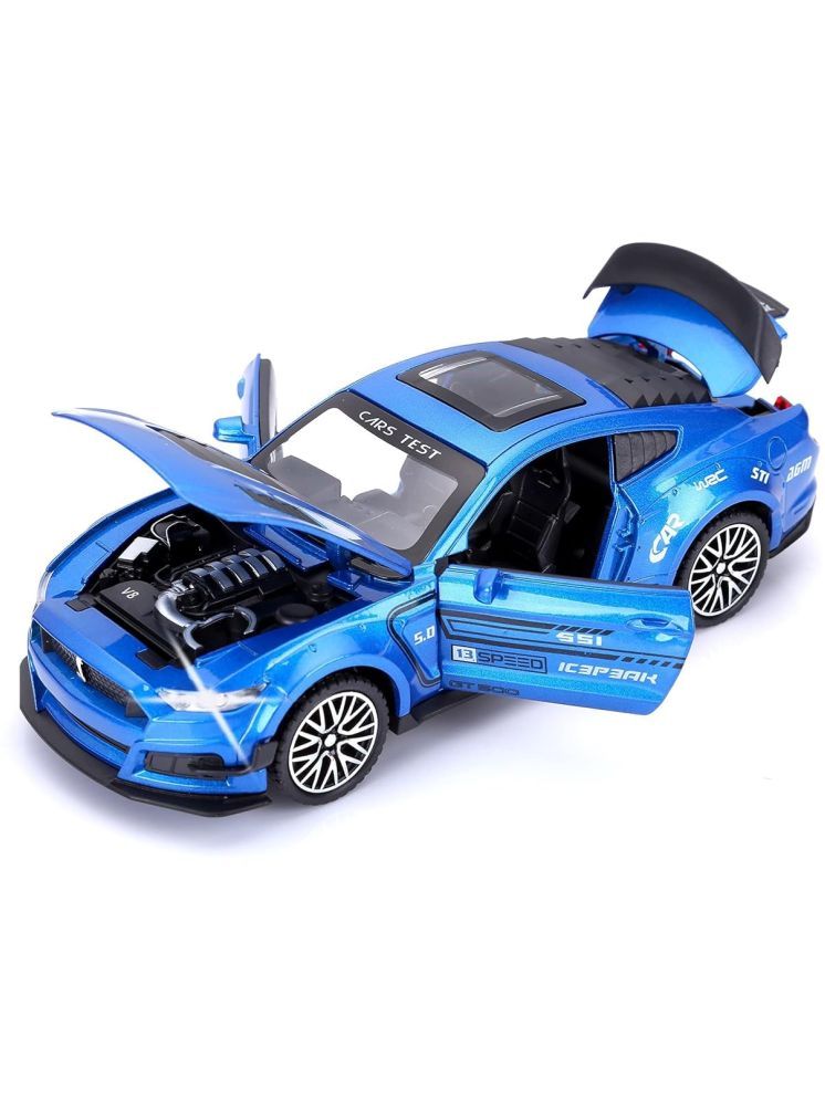     			Blue 1:32 Mustang GT500 Exclusive Alloy Metal Pull Back Die-cast Car, Diecast Metal Pullback Toy car with Openable Doors & Light, Music Metal Car for Kids