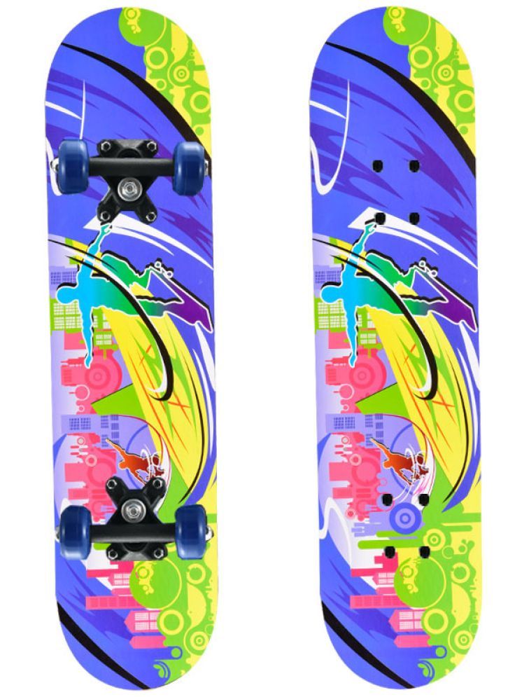     			Bluebell Skateboard 23"X 6" Complete Skateboard, Double Kick Concave Skate Board 9 Layer Plywood Deck Standard Skateboards For Kids