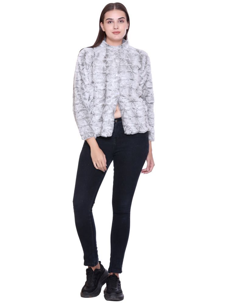     			Gouri Woollen Round Neck Women's Buttoned Cardigans - Grey ( Single )