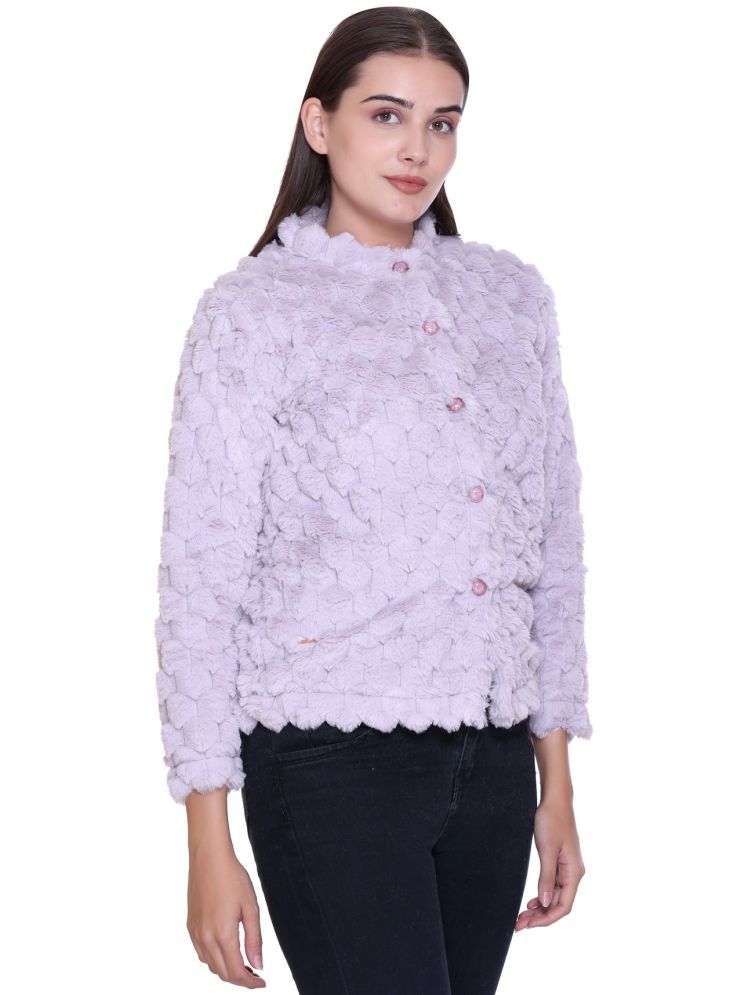     			Gouri Woollen Round Neck Women's Buttoned Cardigans - Purple ( Single )