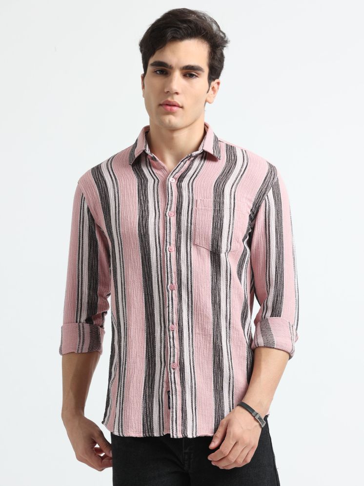     			HETIERS Cotton Blend Regular Fit Striped Full Sleeves Men's Casual Shirt - Pink ( Pack of 1 )