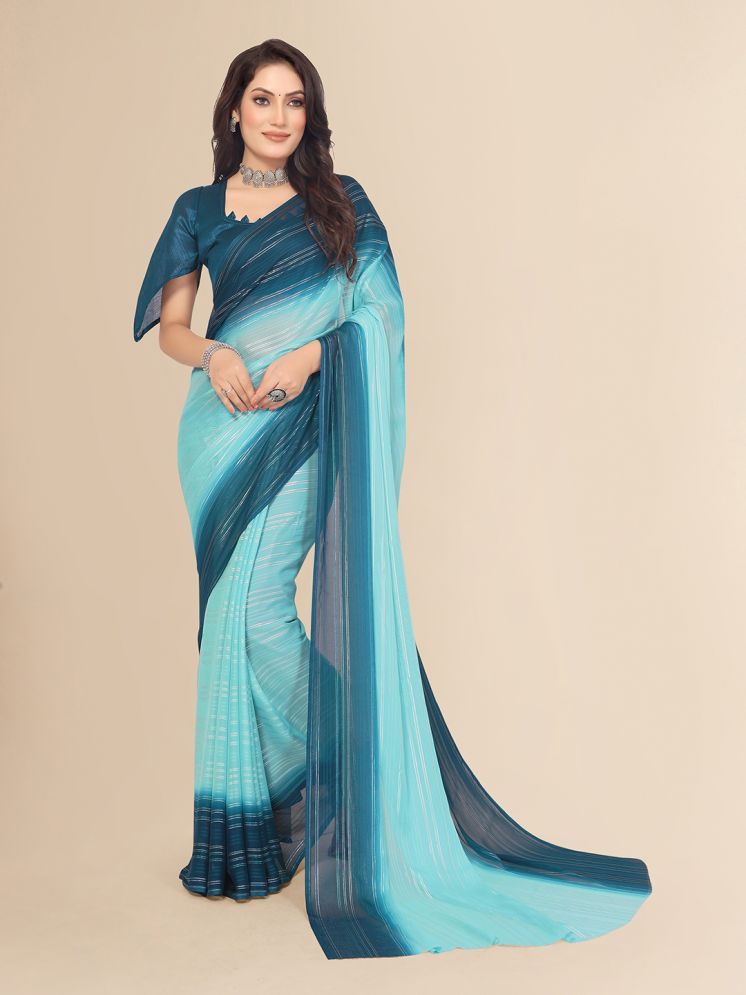     			Kashvi Sarees Satin Dyed Saree With Blouse Piece - Teal ( Pack of 1 )