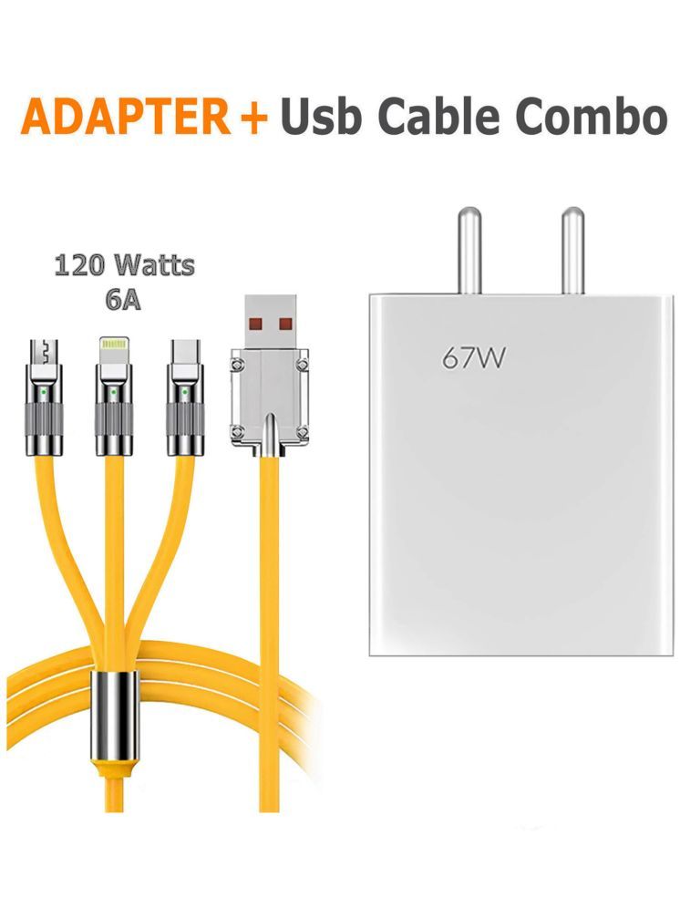     			Retailstore 67Watt Fast Charger with usb to 3-in-1 6AMP Charging cable Combo 1