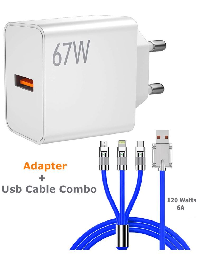     			Retailstore 67Watt Fast Charger with usb to 3-in-1 6AMP Charging cable Combo 1