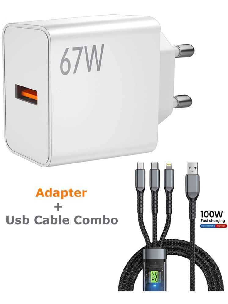     			Retailstore 67Watt Fast Charger with 3-in-1  6AMP Charging cable Combo 1