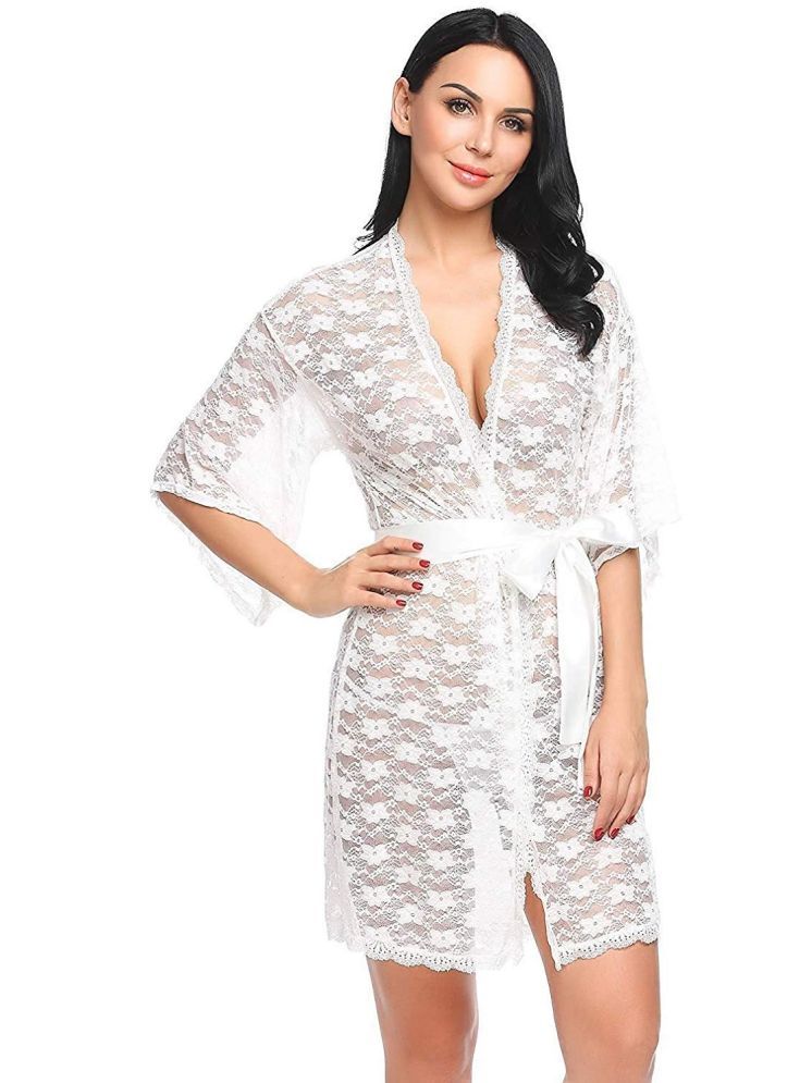     			ZYPRENT White Net Women's Nightwear Robes ( Pack of 1 )