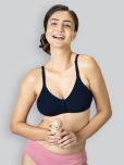 LYRA Pack of 1 Cotton Non Padded Women's Everyday Bra ( Navy Blue ) Flora Mesh Bra 516