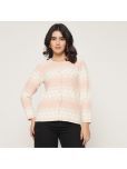 TAB91 Acrylic Round Neck Women's Buttoned Cardigans - Pink ( Single )