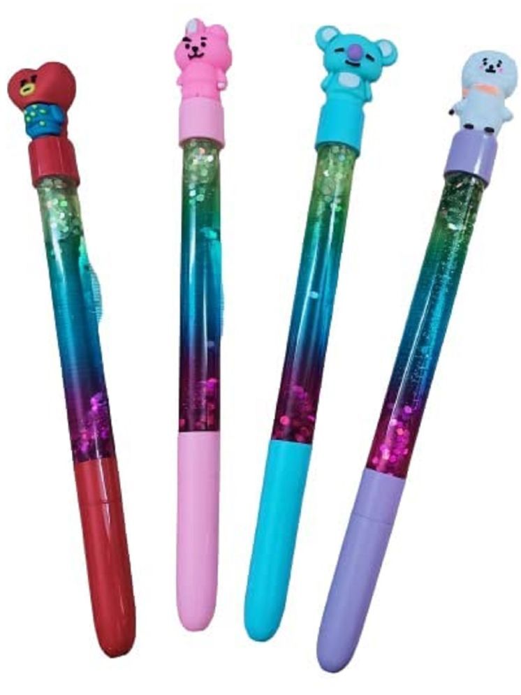     			2611F3-FLIPCLIPS4 Pc  BTS Glitter Water Gel Pens best for School College Office Gifting Or Collectible kids gifting bts pens for girls army bts  (Set of 4)