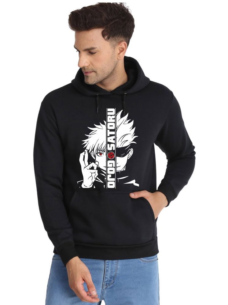     			Adam White Fleece Hooded Men's Sweatshirt - Black ( Pack of 1 )